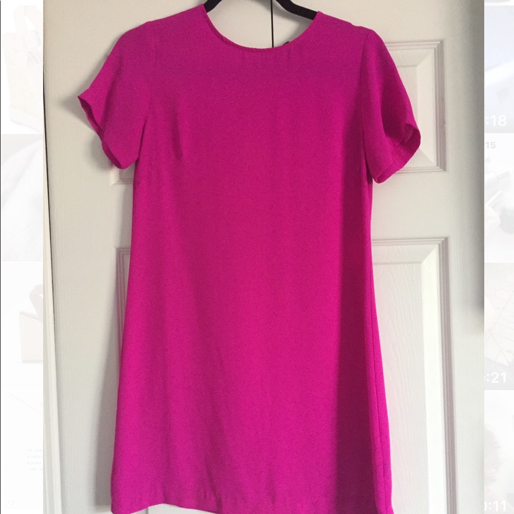 Olivaceous got pink shift dress with gold zipper